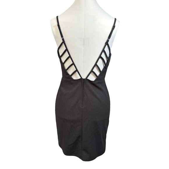 B. DARLIN‎ Juniors Strappy Black Mini Dress Size 9/10 Bodycon Cocktail Party - Picture 6 of 13